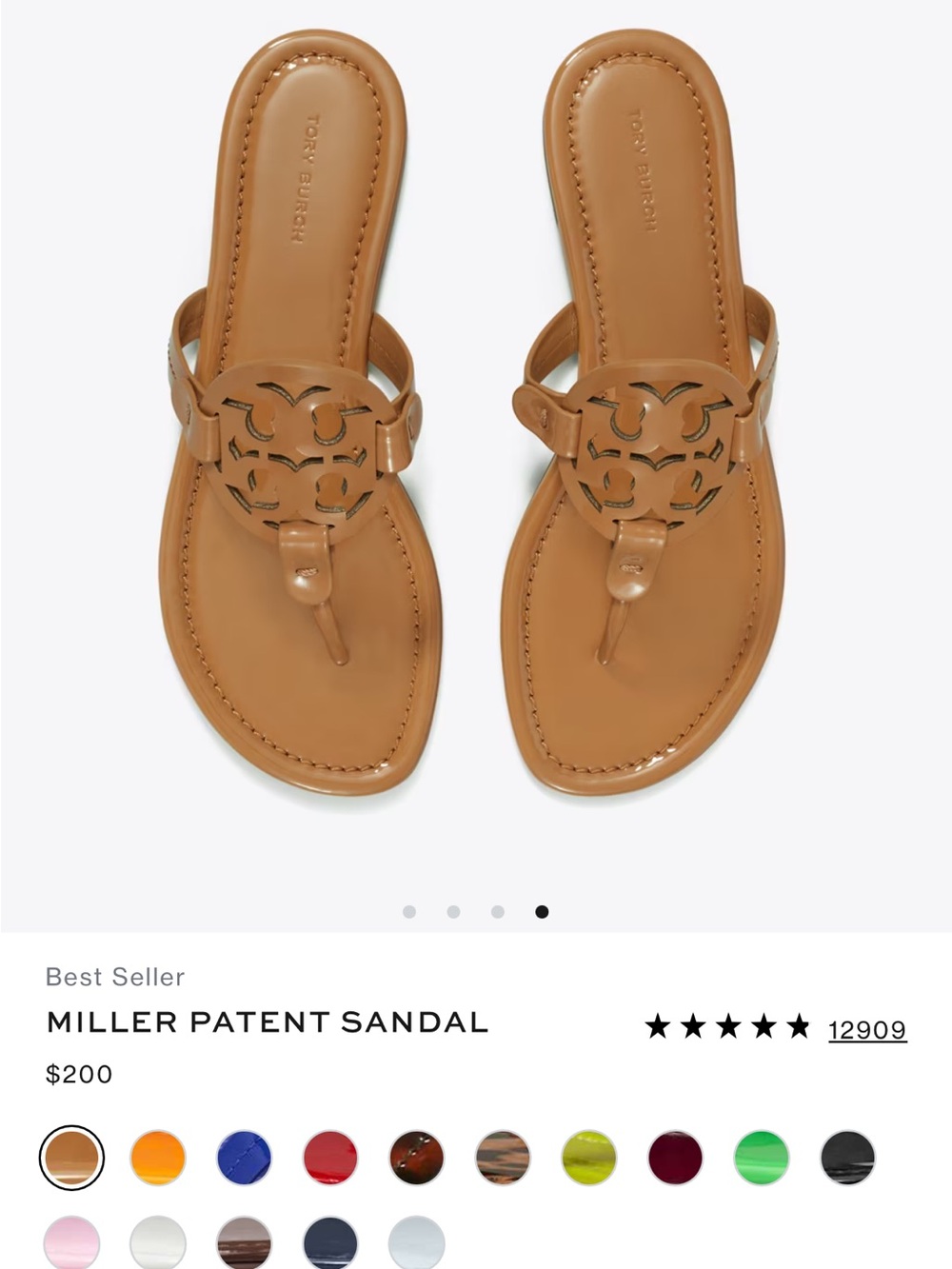 Tory Burch Miller Patent Thong Sandal in Tan